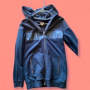 Black Textured Zip-Up Hoodie